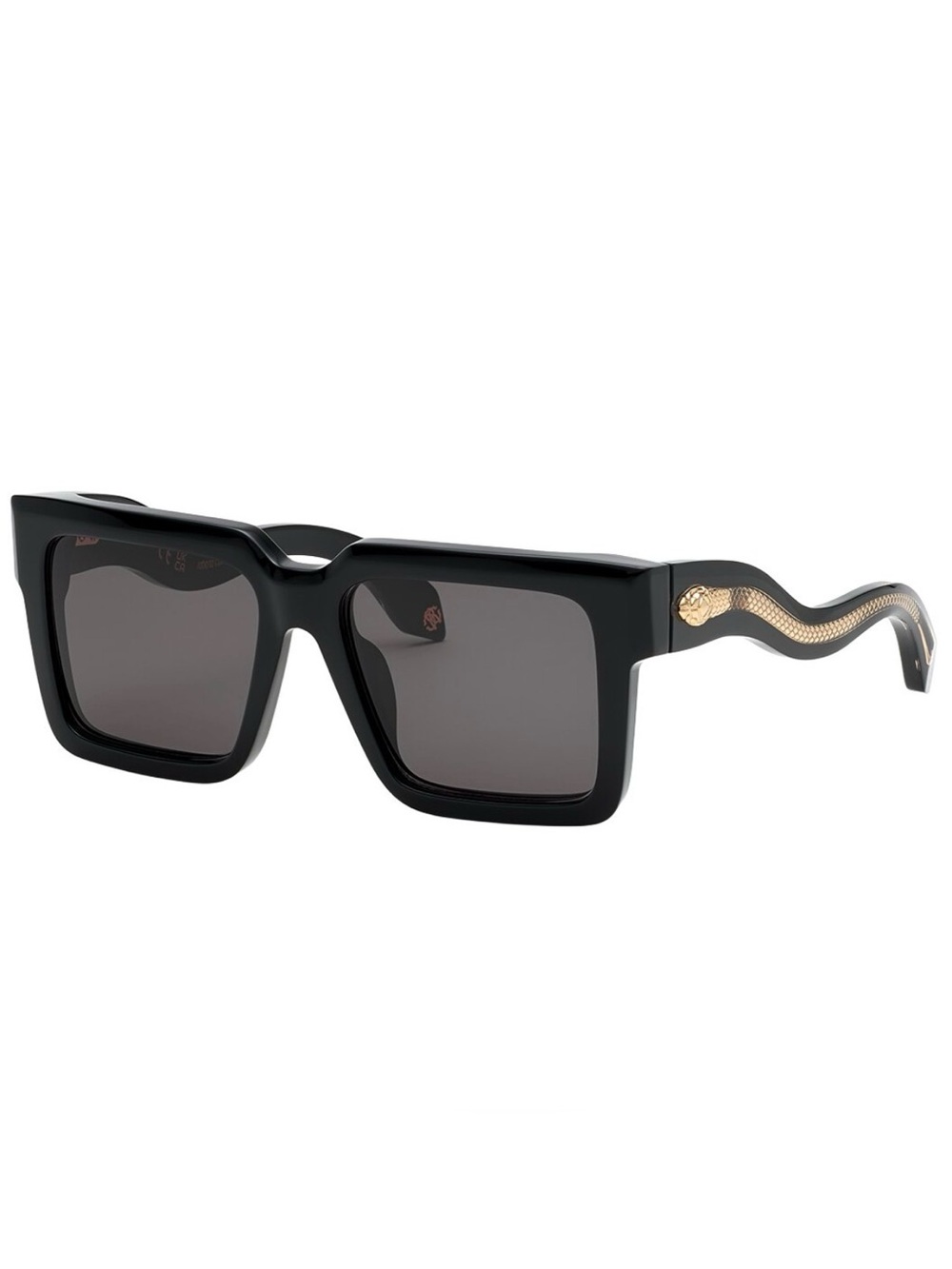 Roberto Cavalli Black Sunglasses with Gold Wave Accent